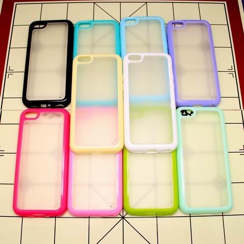 蘋果 iphone 5C 手機后殼手機套保護殼 硅膠軟邊框 磨砂透明外殼