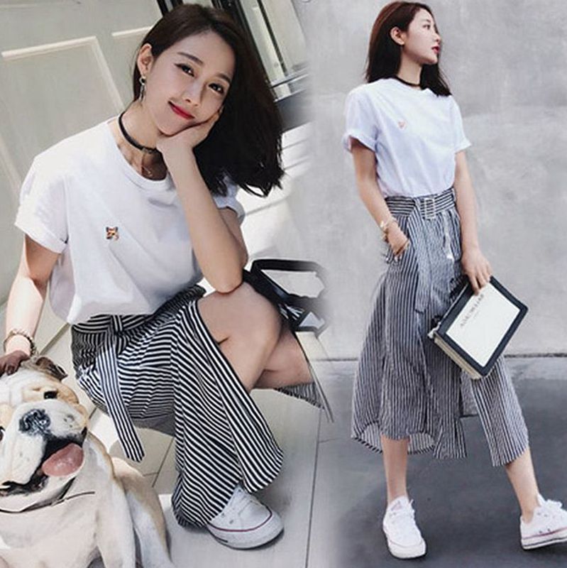 連衣裙女夏2018新款中長款港味氣質pphome裙子18文藝套裝兩件套