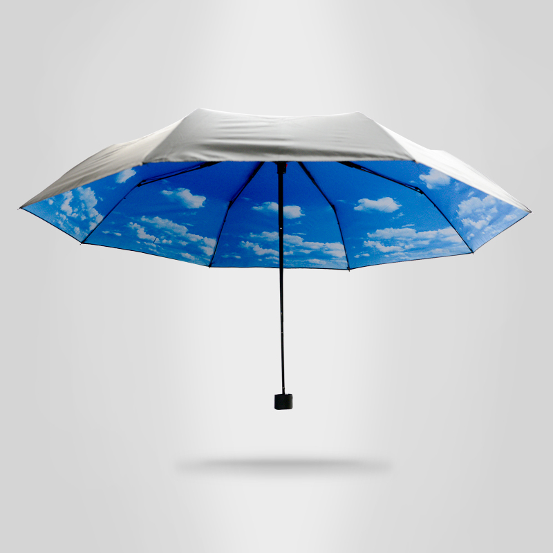 創意藍天白云太陽傘天空傘防曬黑膠折疊晴雨傘防紫外線遮陽傘